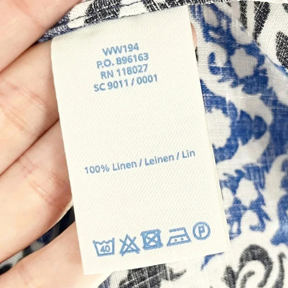 Boden Blue Geometric 100% Linen Mini Dress Women's US Size 10 Regular - Picture 8 of 9